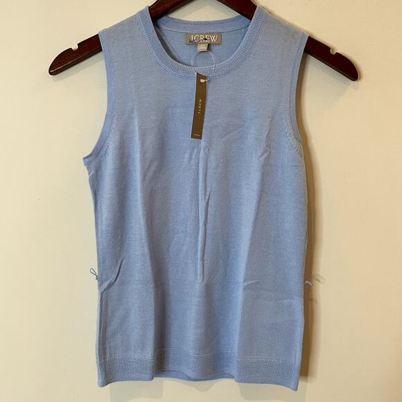 J.Crew Belted Sweater Shell Merino Wool Top Fine Rib Date Office CG796 XXS FLAW - Picture 3 of 13